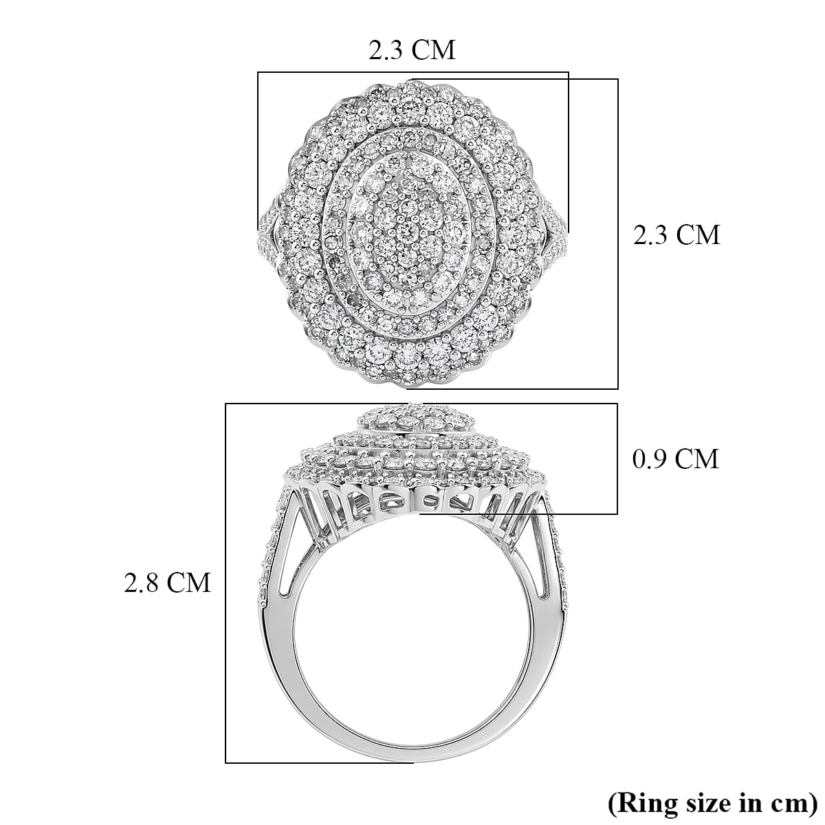 Luxuriant Lab Grown Diamond (G-H, SI) Ring in S (6.75) Rhodium Over Sterling Silver 2.00 ctw image number 5