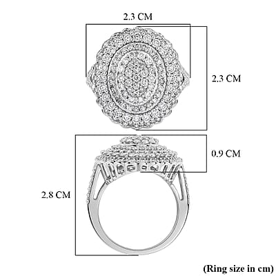 Luxuriant Lab Grown Diamond (G-H, SI) Ring in S (6.75) Rhodium Over Sterling Silver 2.00 ctw
