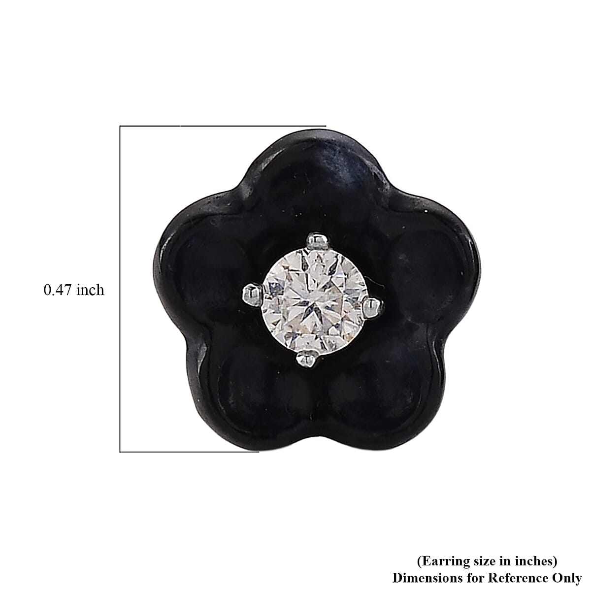 D'Joy Moissanite and Black Jade (D) 8.25 ctw Carved Flower Earrings in Rhodium Over Sterling Silver image number 5