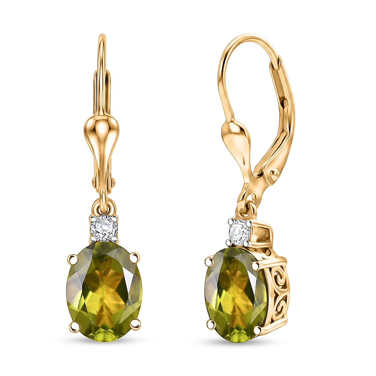 D'Joy AAA Santa Ana Madeira Citrine, Moissanite Earrings in 18K Vermeil YG Over Sterling Silver 4.30 ctw