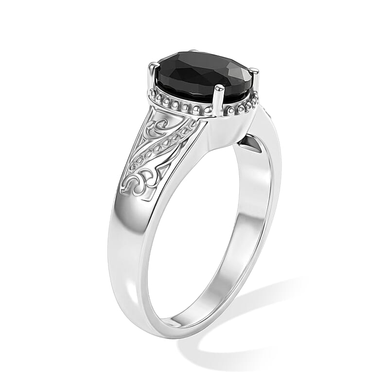 EverTrue Midnight Sapphire 2.50 ctw Solitaire Ring in Stainless Steel (Size 7.0)