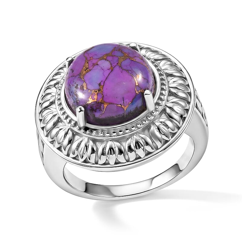 EverTrue Mojave Purple Turquoise 5.75 ctw Solitaire Ring in Stainless Steel (Size 8.0)