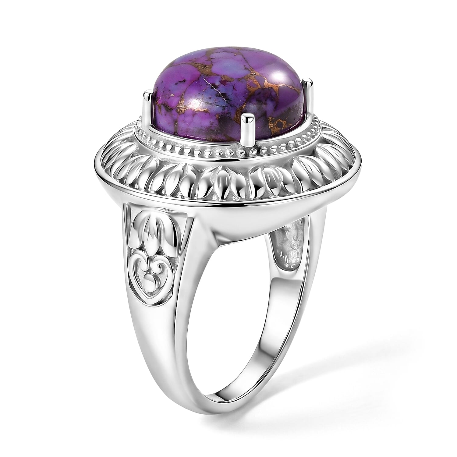 EverTrue Mojave Purple Turquoise 5.75 ctw Solitaire Ring in Stainless Steel (Size 8.0)