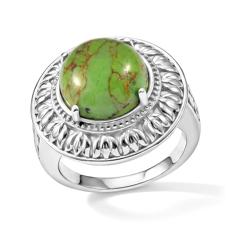 EverTrue Mojave Green Turquoise 7.30 ctw Solitaire Ring in Stainless Steel (Size 10.0)