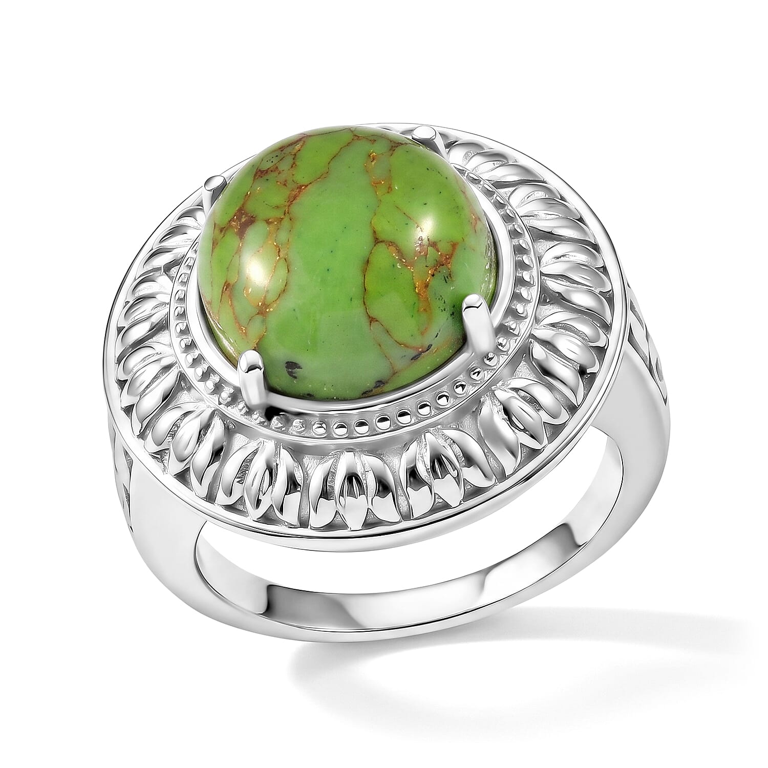 EverTrue Mojave Green Turquoise 7.30 ctw Solitaire Ring in Stainless Steel (Size 9)