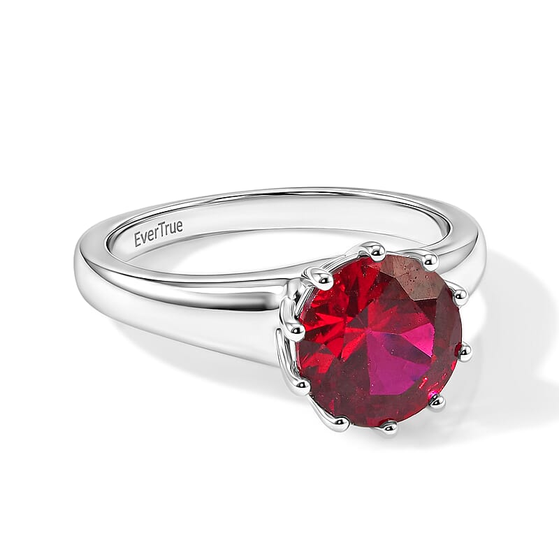 EverTrue Lab Created Ruby 3.20 ctw Ring in Stainless Steel (Size 7.0)