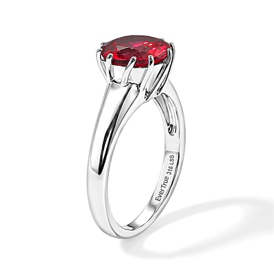 EverTrue Lab Created Ruby 3.20 ctw Ring in Stainless Steel (Size 7.0)
