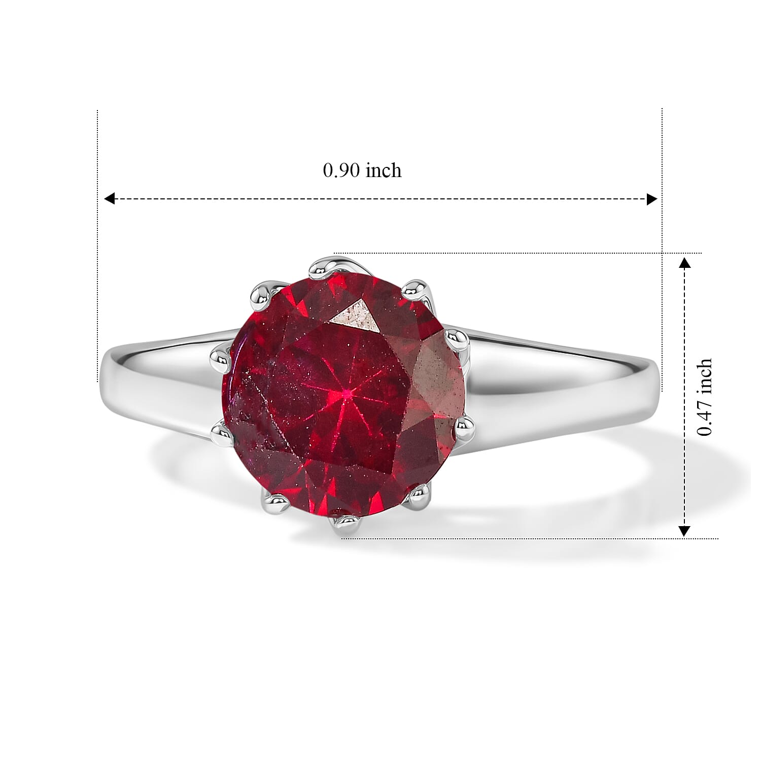 EverTrue Lab Created Ruby 3.20 ctw Ring in Stainless Steel (Size 7.0)