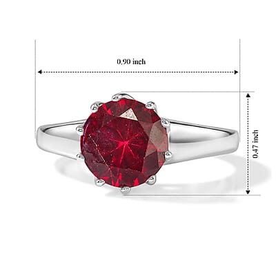 EverTrue Lab Created Ruby 3.20 ctw Ring in Stainless Steel (Size 7.0)