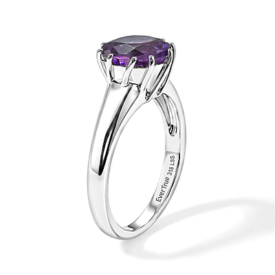 EverTrue Bolivian Amethyst 2.50 ctw Ring in Stainless Steel (Size 9.0)