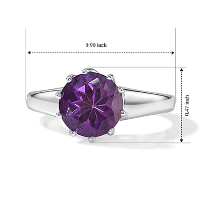 EverTrue Bolivian Amethyst 2.50 ctw Ring in Stainless Steel (Size 9.0)