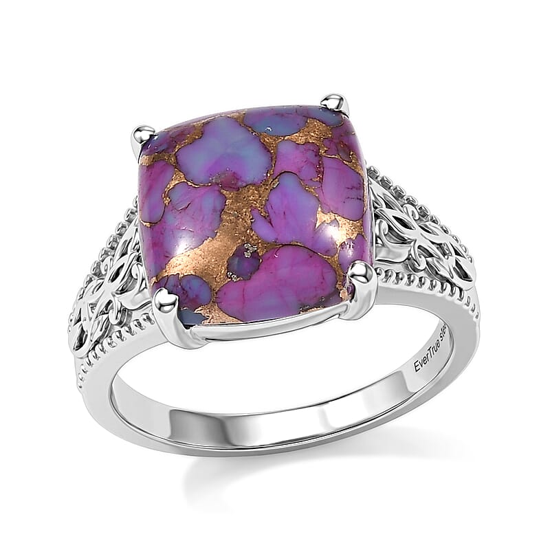 EverTrue Mojave Purple Turquoise 8.25 ctw Solitaire Ring in Stainless Steel (Size 6.0)