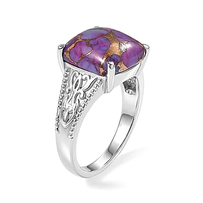 EverTrue Mojave Purple Turquoise 8.25 ctw Solitaire Ring in Stainless Steel (Size 6.0)