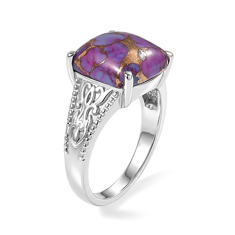 EverTrue Mojave Purple Turquoise 8.25 ctw Solitaire Ring in Stainless Steel (Size 6.0)