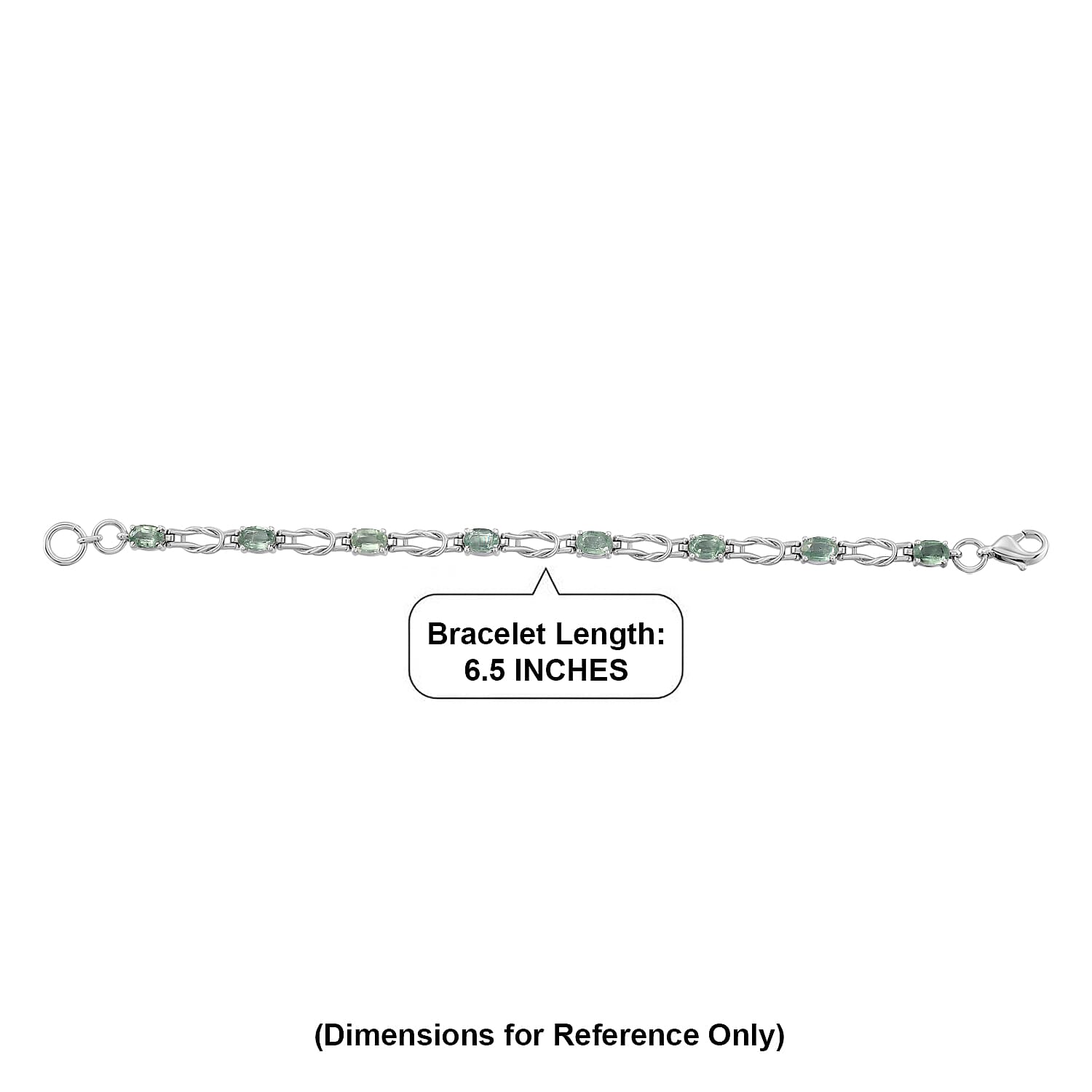 EverTrue Green Kyanite 5.00 ctw Bracelet in Stainless Steel (6.50 In)