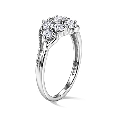 EverTrue Moissanite 0.90 ctw Cluster Ring in Platinum Bond (Size 6.0)
