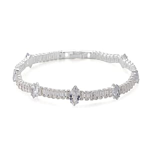 Simulated Diamond Bracelet in Silvertone (7.25 In)