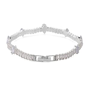 Simulated Diamond Bracelet in Silvertone (7.25 In)