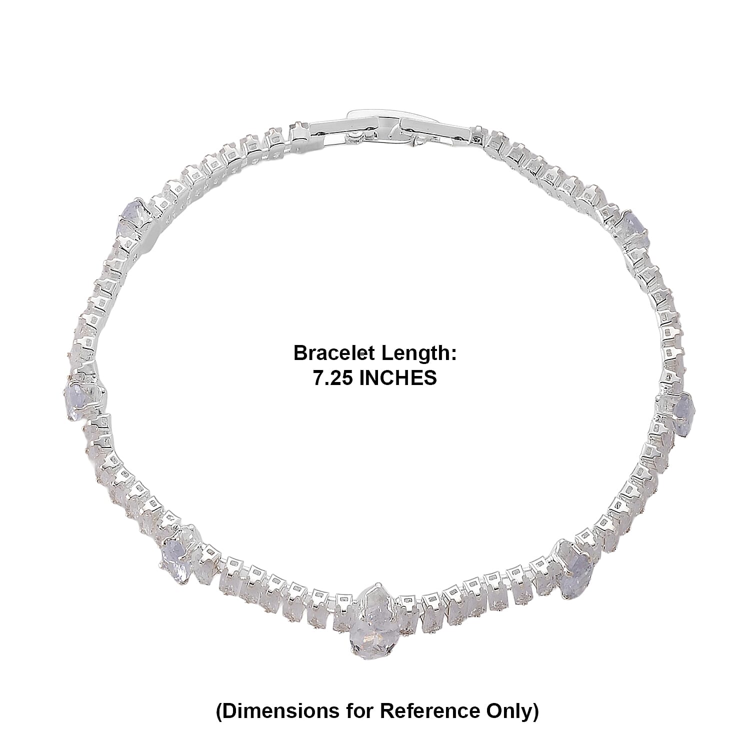 Simulated Diamond Bracelet in Silvertone (7.25 In)