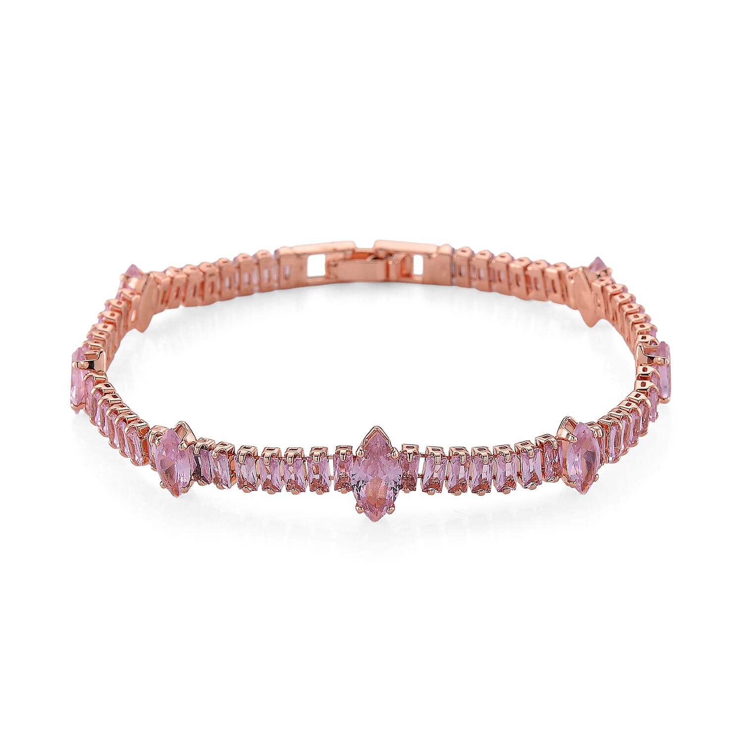 Simulated Pink Diamond Bracelet in Rosetone (7.25 In)