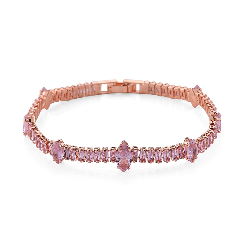 Simulated Pink Diamond Bracelet in Rosetone (7.25 In)