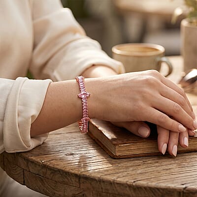 Simulated Pink Diamond Bracelet in Rosetone (7.25 In)