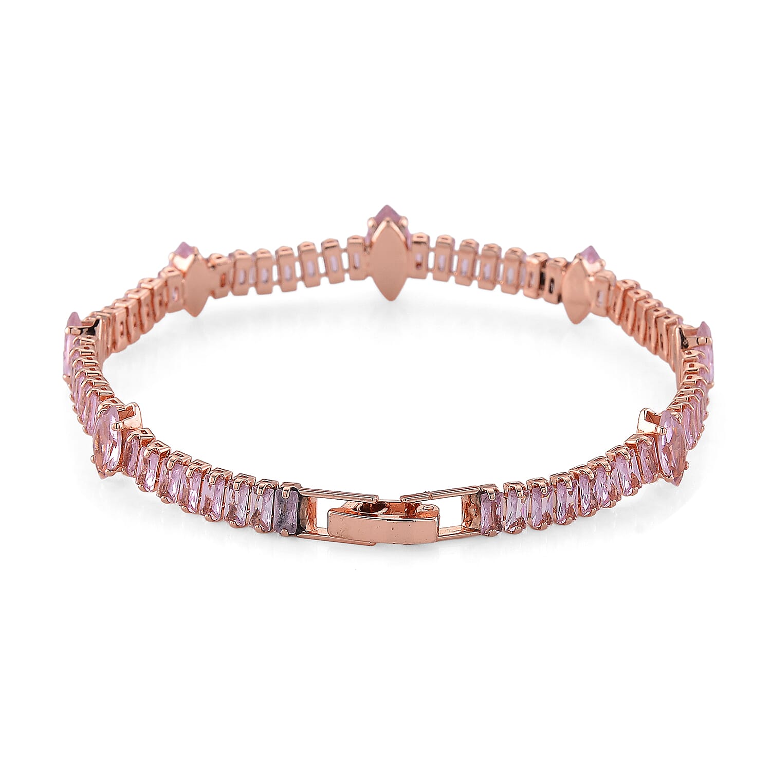 Simulated Pink Diamond Bracelet in Rosetone (7.25 In)