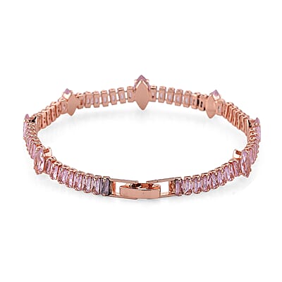 Simulated Pink Diamond Bracelet in Rosetone (7.25 In)