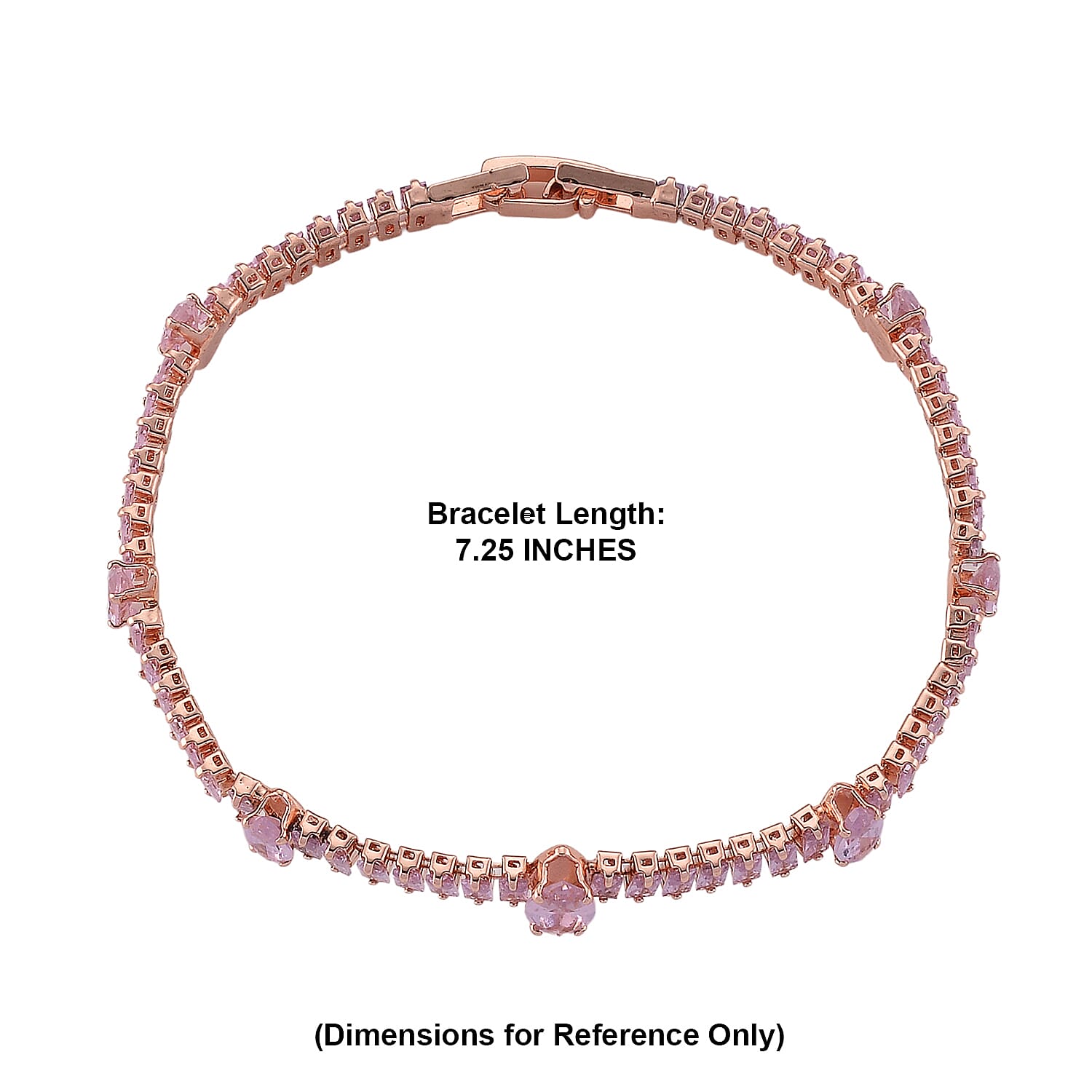 Simulated Pink Diamond Bracelet in Rosetone (7.25 In)