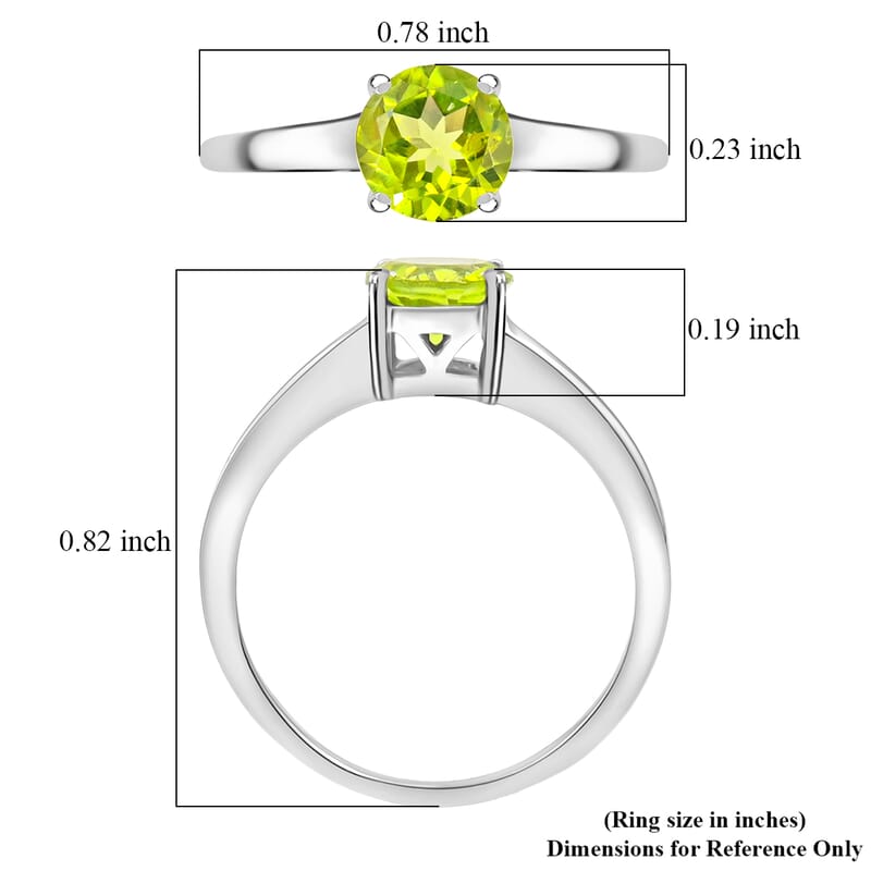 Hebei Peridot 0.85 ctw Solitaire Ring in Sterling Silver (Size 7.0)