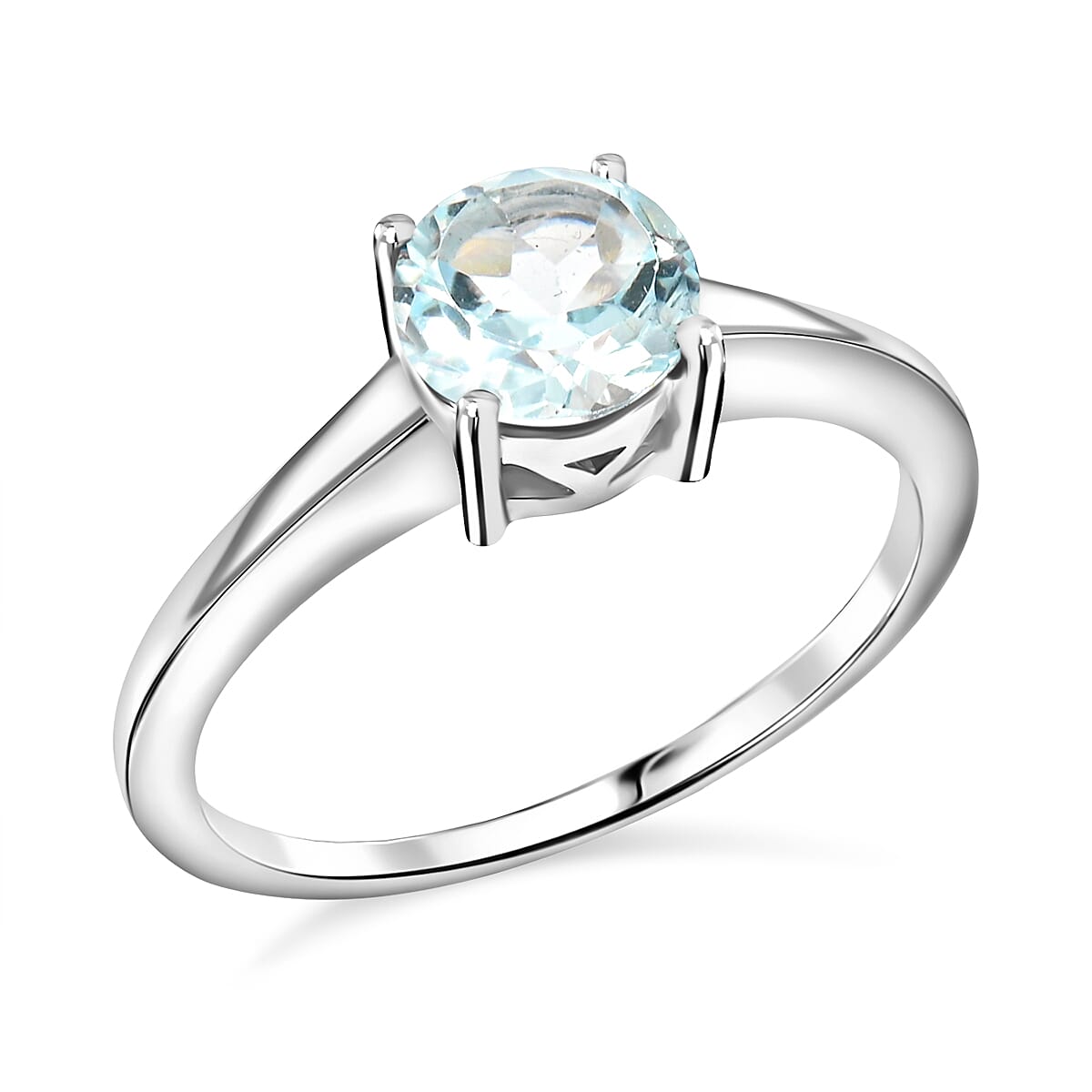 Blue Topaz 0.85 ctw Solitaire Ring in Sterling Silver (Size 6.0)