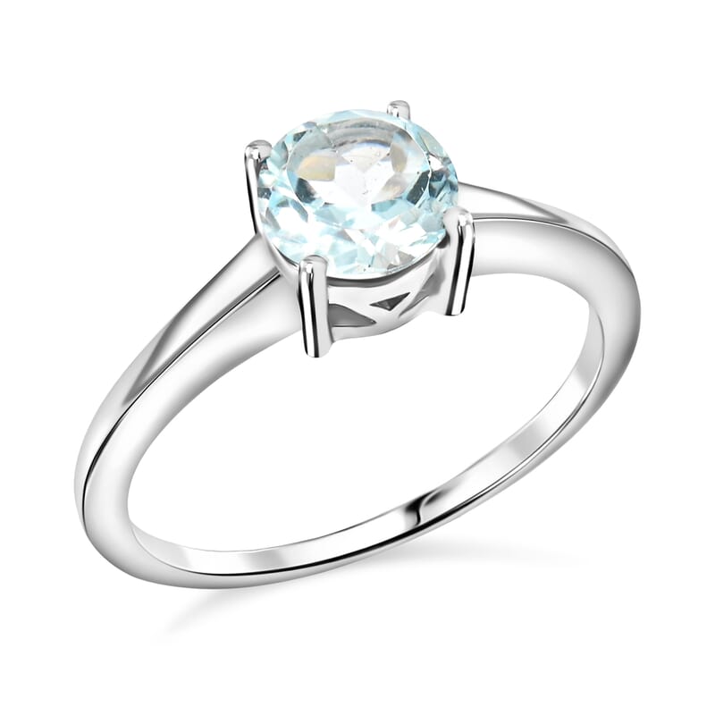 Blue Topaz 0.85 ctw Solitaire Ring in Sterling Silver (Size 6.0)