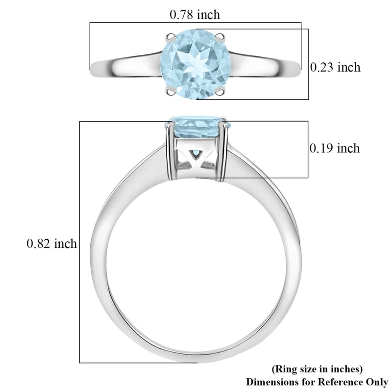 Blue Topaz 0.85 ctw Solitaire Ring in Sterling Silver (Size 8.0)