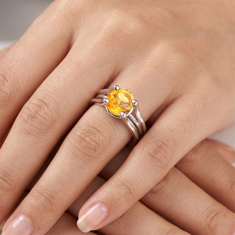 Brazilian Citrine 1.25 ctw Solitaire Ring in Sterling Silver (Size 6.0)