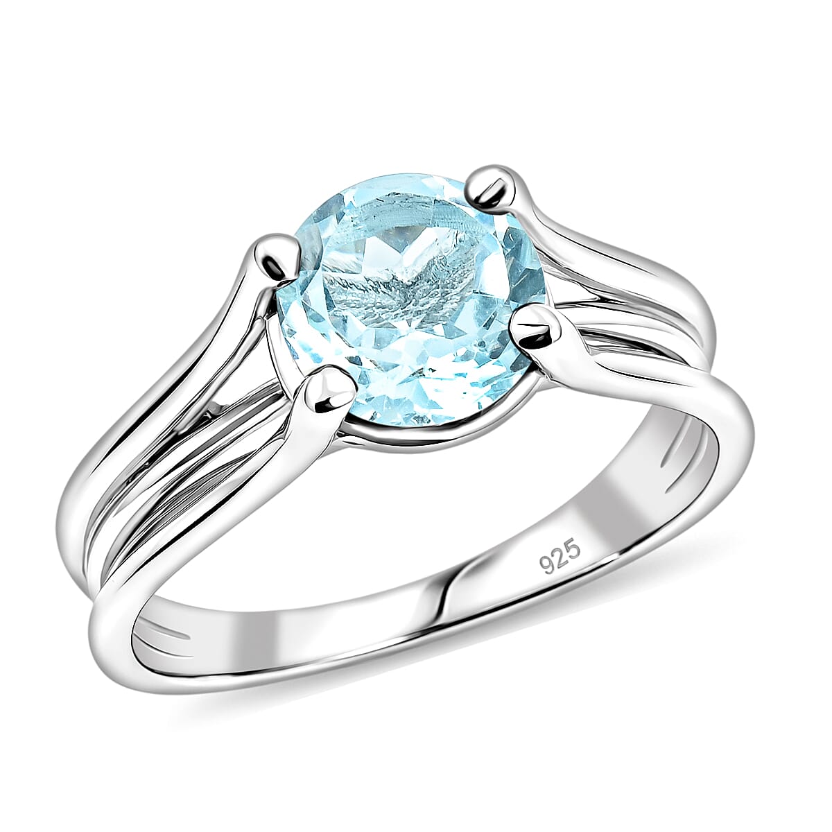 Blue Topaz 1.25 ctw Solitaire Ring in Sterling Silver (Size 6.0)