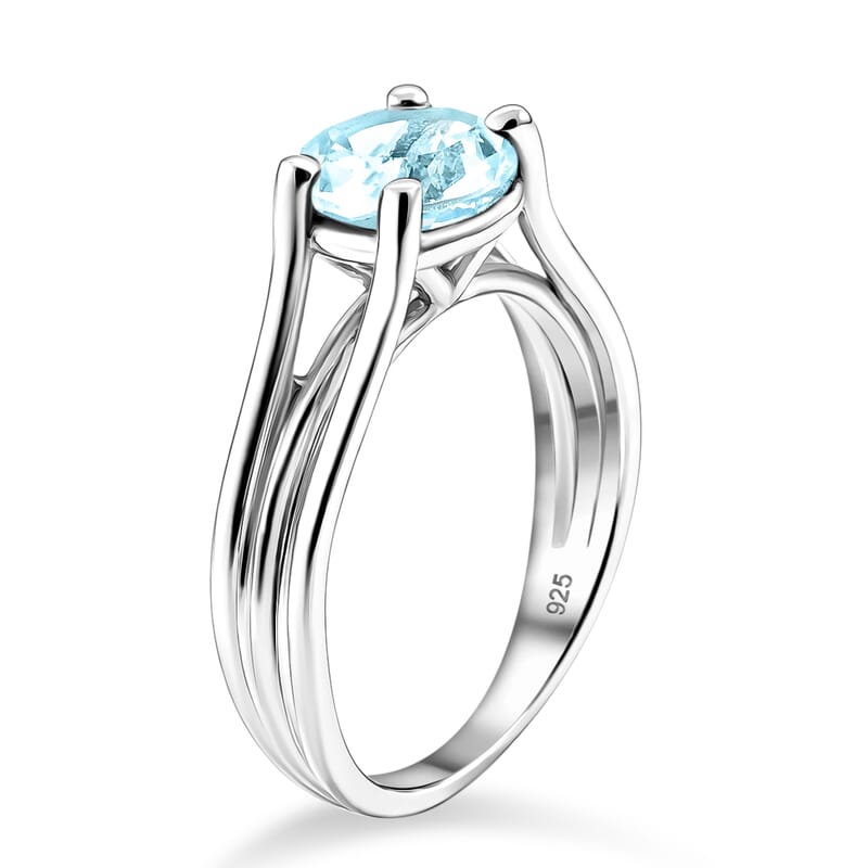 Blue Topaz 1.25 ctw Solitaire Ring in Sterling Silver (Size 8.0)