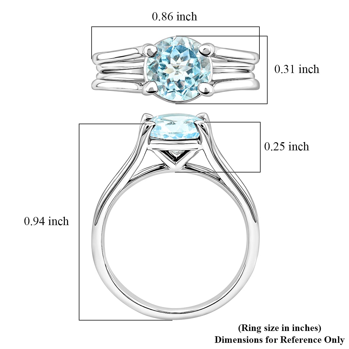 Blue Topaz 1.25 ctw Solitaire Ring in Sterling Silver (Size 8.0)