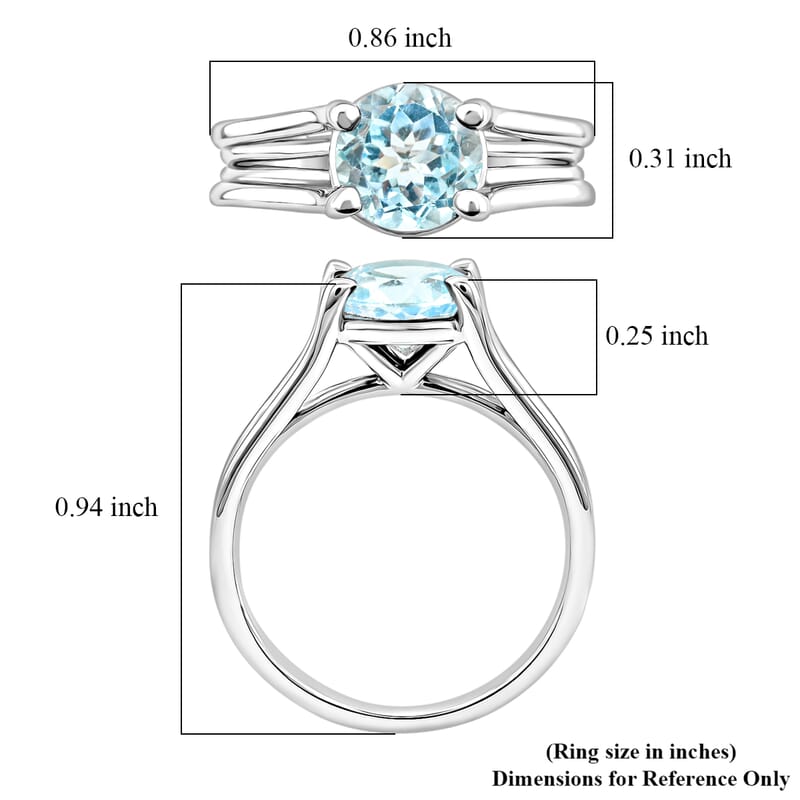 Blue Topaz 1.25 ctw Solitaire Ring in Sterling Silver (Size 8.0)
