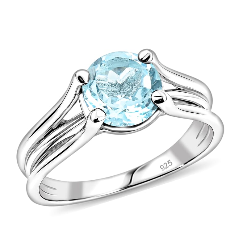 Blue Topaz 1.25 ctw Solitaire Ring in Sterling Silver (Size 9.0)