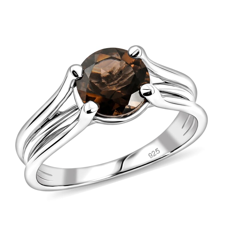 Smoky Quartz 1.25 ctw Solitaire Ring in Sterling Silver (Size 7.0)