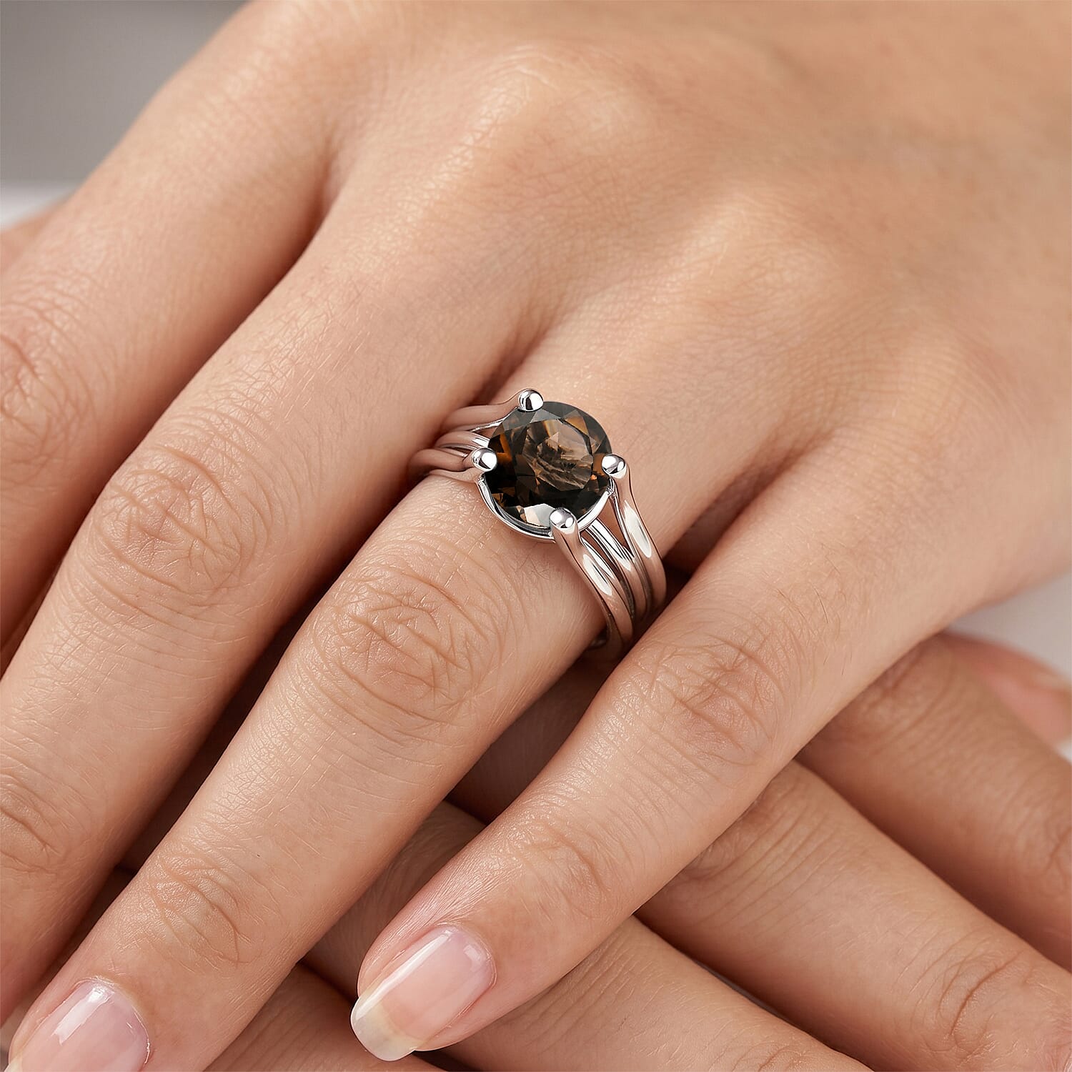 Smoky Quartz 1.25 ctw Solitaire Ring in Sterling Silver (Size 7.0)