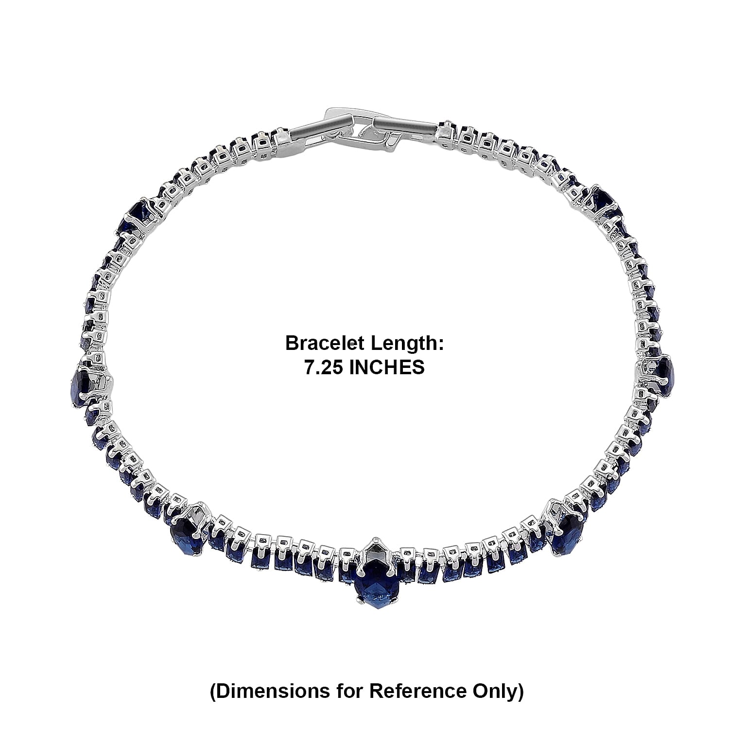 Simulated Blue Diamond Bracelet in Silvertone (7.25 In)