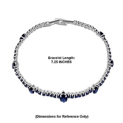 Simulated Blue Diamond Bracelet in Silvertone (7.25 In)