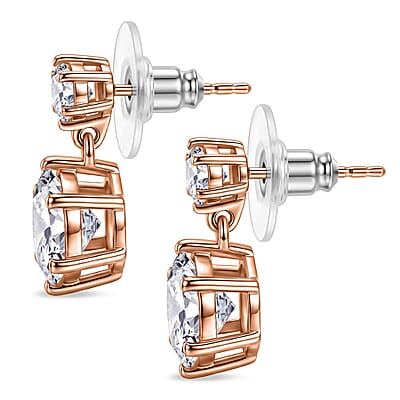 D'Joy 120 Facet Moissanite 4.50 ctw Earrings in 18K Vermeil Rose Gold Over Sterling Silver