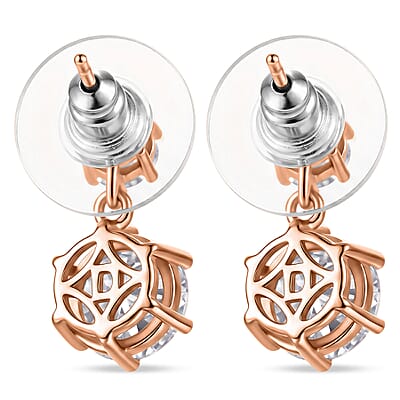 D'Joy 120 Facet Moissanite 4.50 ctw Earrings in 18K Vermeil Rose Gold Over Sterling Silver