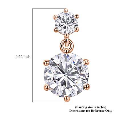 D'Joy 120 Facet Moissanite 4.50 ctw Earrings in 18K Vermeil Rose Gold Over Sterling Silver
