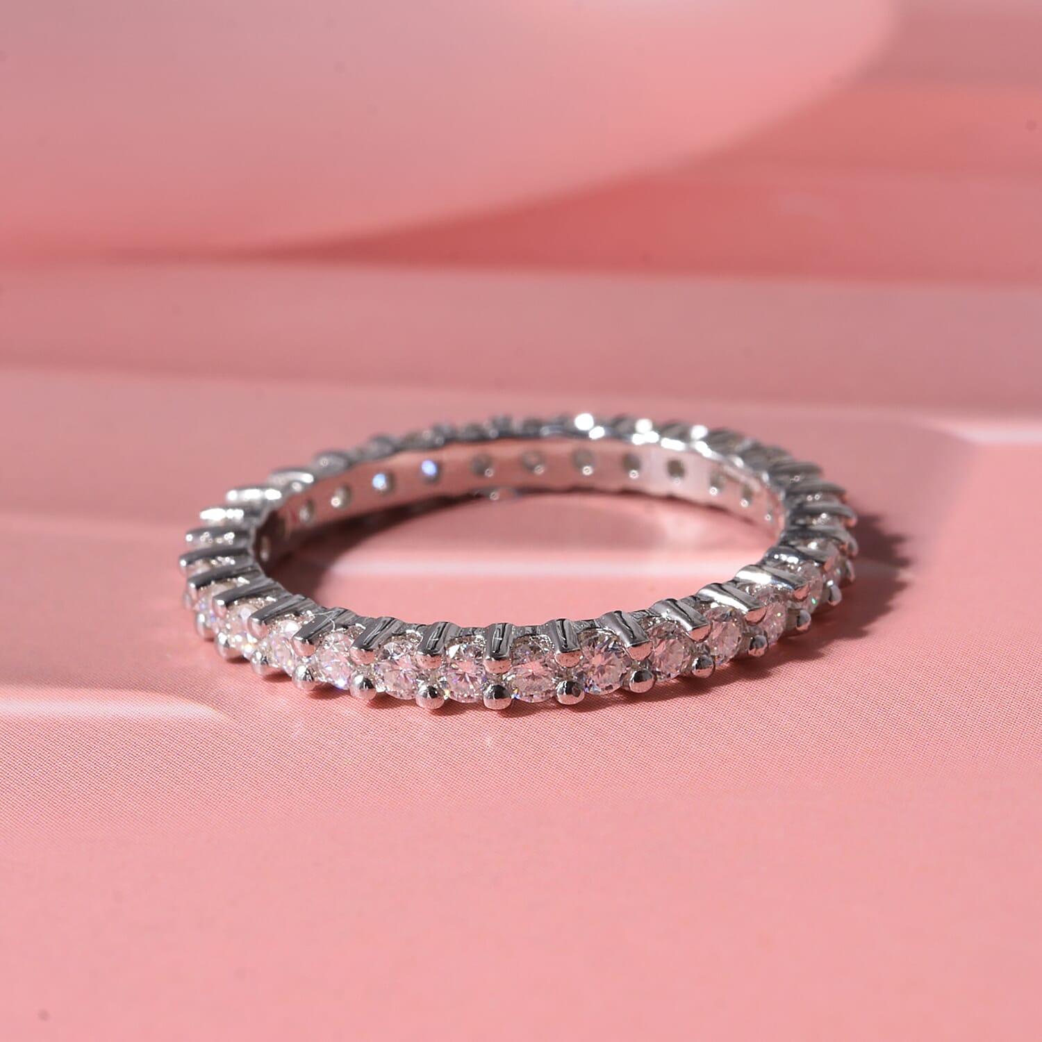 D'Joy Moissanite 1.00 ctw Eternity Band Ring in Rhodium Over Sterling Silver (Size 10.0)