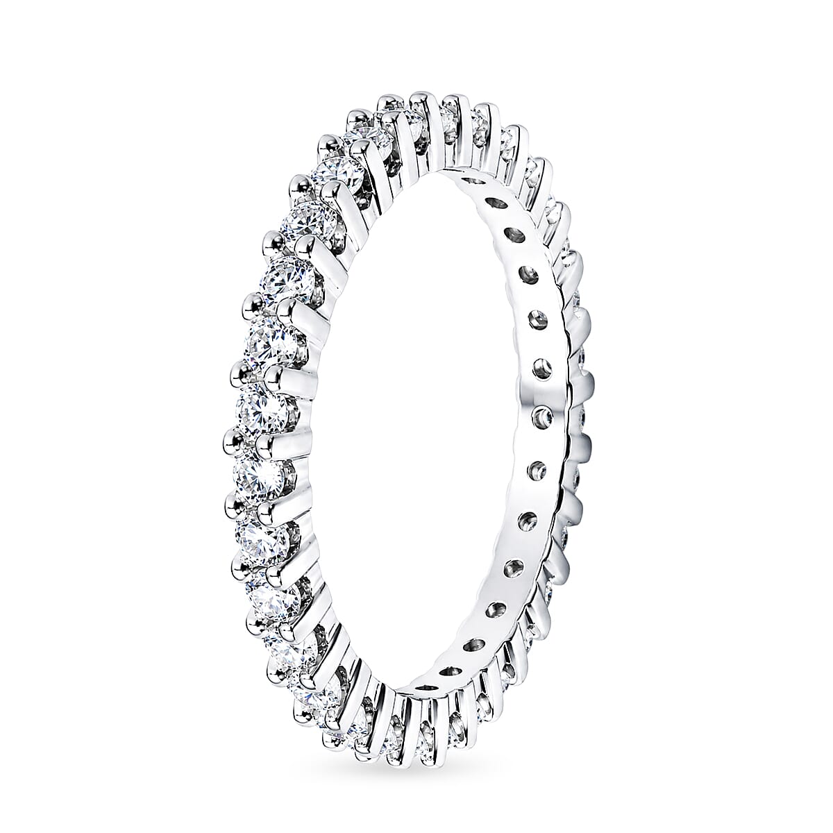D'Joy Moissanite 1.00 ctw Eternity Band Ring in Rhodium Over Sterling Silver (Size 10.0)