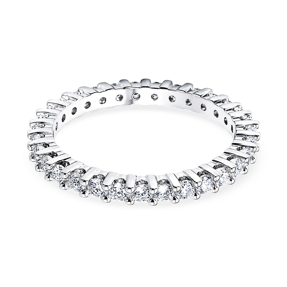 D'Joy Moissanite 1.00 ctw Eternity Band Ring in Rhodium Over Sterling Silver (Size 10.0)