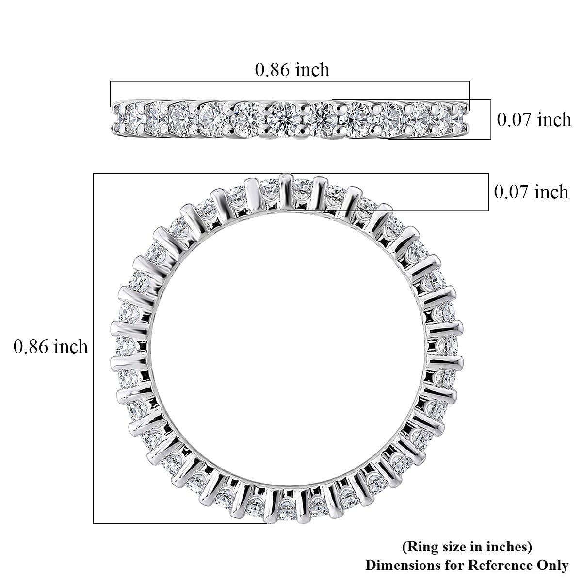 D'Joy Moissanite 1.00 ctw Eternity Band Ring in Rhodium Over Sterling Silver (Size 10.0)